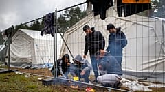 Eine Erstaufnahmeeinrichtung in Litauen unweit der Grenze zu Belarus