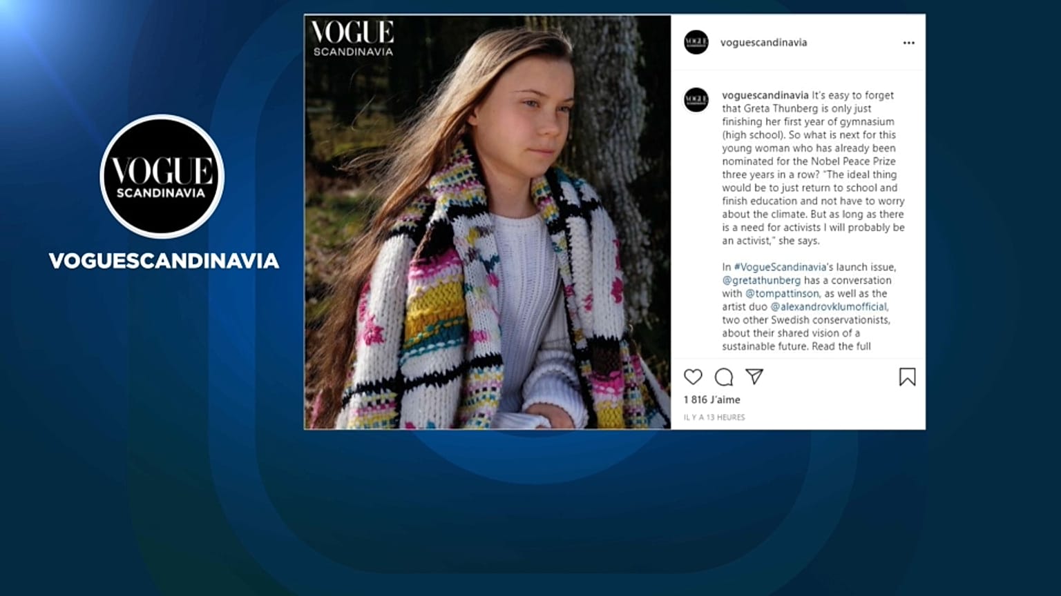 Il profilo Twitter di Vogue Scandinavia. 