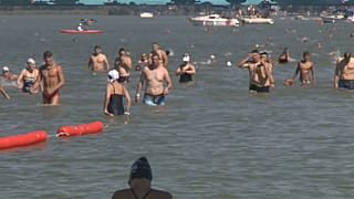 Swimmers participating to this year's Balaton Cross Swimming on August 7, 2021.