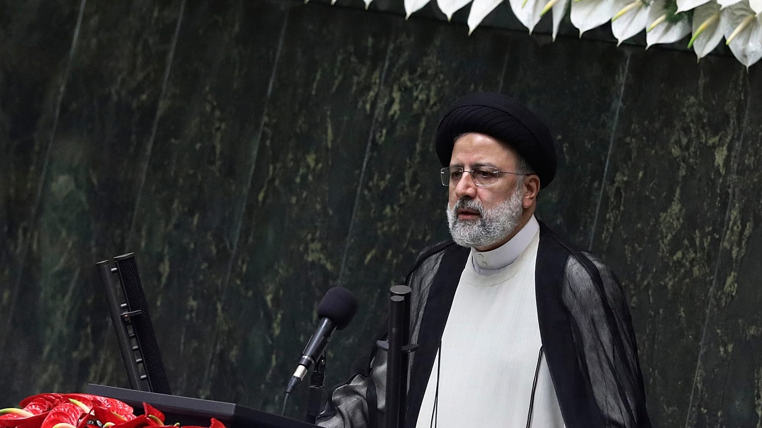 FILE: President Ebrahim Raisi delivers a speech after taking his oath as president in a ceremony at the parliament in Tehran, Iran, Thursday, Aug. 5, 2021.