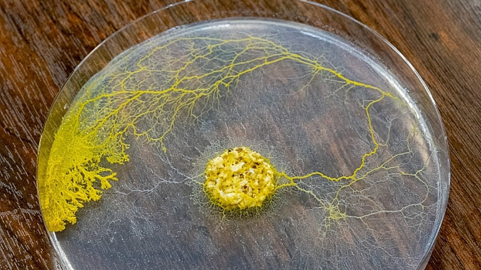 Cultures of Physarum Polycephalum, better known as "Blob", an organism capable of learning despite its lack of a brain.