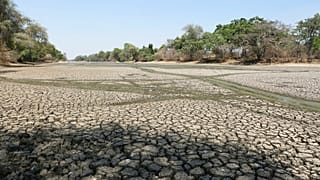 Lago seco no Parque Mana Pools, no Zimbabué