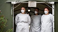 Corona-Teststation der Bundeswehr in Weissenfels
