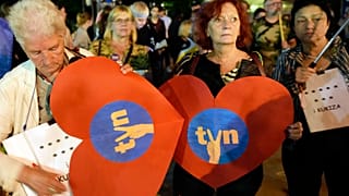 Demonstration gegen das neue Rundfunkgesetz 