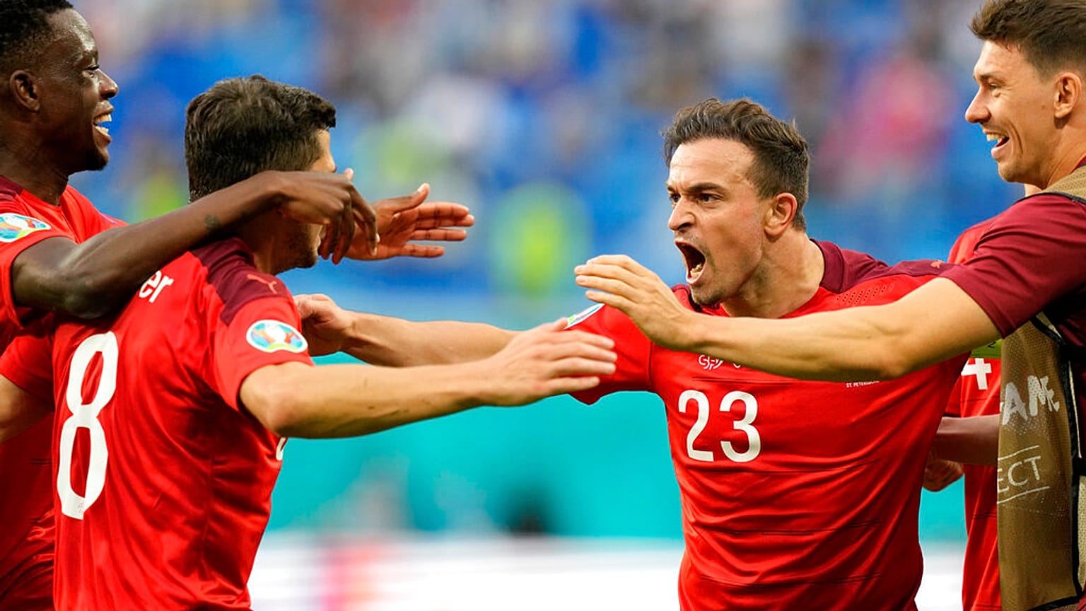 Xherdan Shaqiri nach seinem ersten EM-Tor im Juli in St. Petersburg