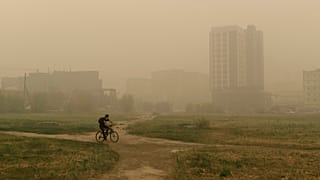 Smoke from a forest fire covers Yakutsk, the capital of the Sakha Republic in Russia's Far East.