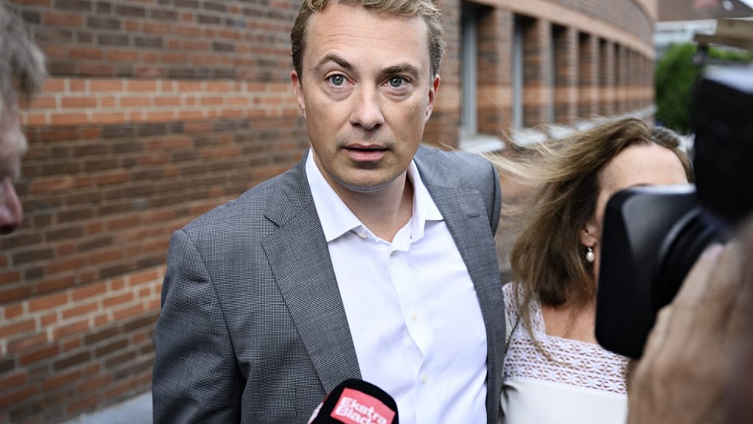 Morten Messerschmidt pictured arriving for the first hearing in court in Lyngby.
