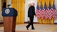 President Joe Biden walks from the podium after speaking about Afghanistan from the East Room of the White House, Monday, Aug. 16, 2021, in Washington. 