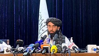 Taliban spokesman Zabihullah Mujahid speaks at at his first news conference in Kabul, Afghanistan, Tuesday, Aug. 17, 2021.