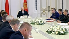 Belarus President Alexander Lukashenko speaks during a cabinet meeting in Minsk.