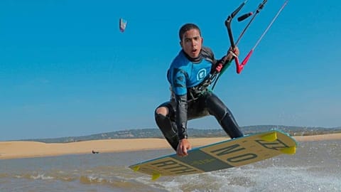 Man kitesurfing