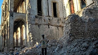 Zerstörtes Haus in Jeremie, Haiti,