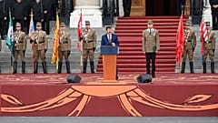 Áder János köztársasági elnök beszédet mond a Szent István-napi állami ünnepségen tartott tisztavatáson a budapesti Kossuth téren 2021. augusztus 20-án. MTI/Balogh Zoltán