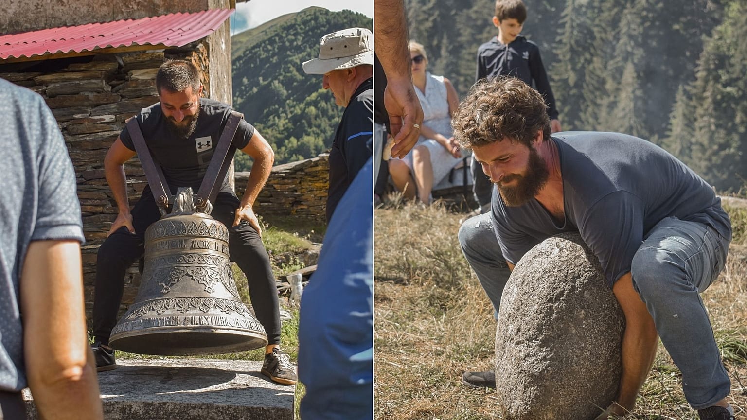 Kvirikoba festival of boulder tossing in rural Georgia