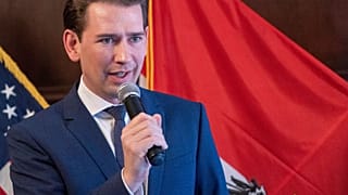 Austrian Chancellor Sebastian Kurz speaks during a ceremony to present citizenship certificates to the victims and their descendants of the Nazi Regime 