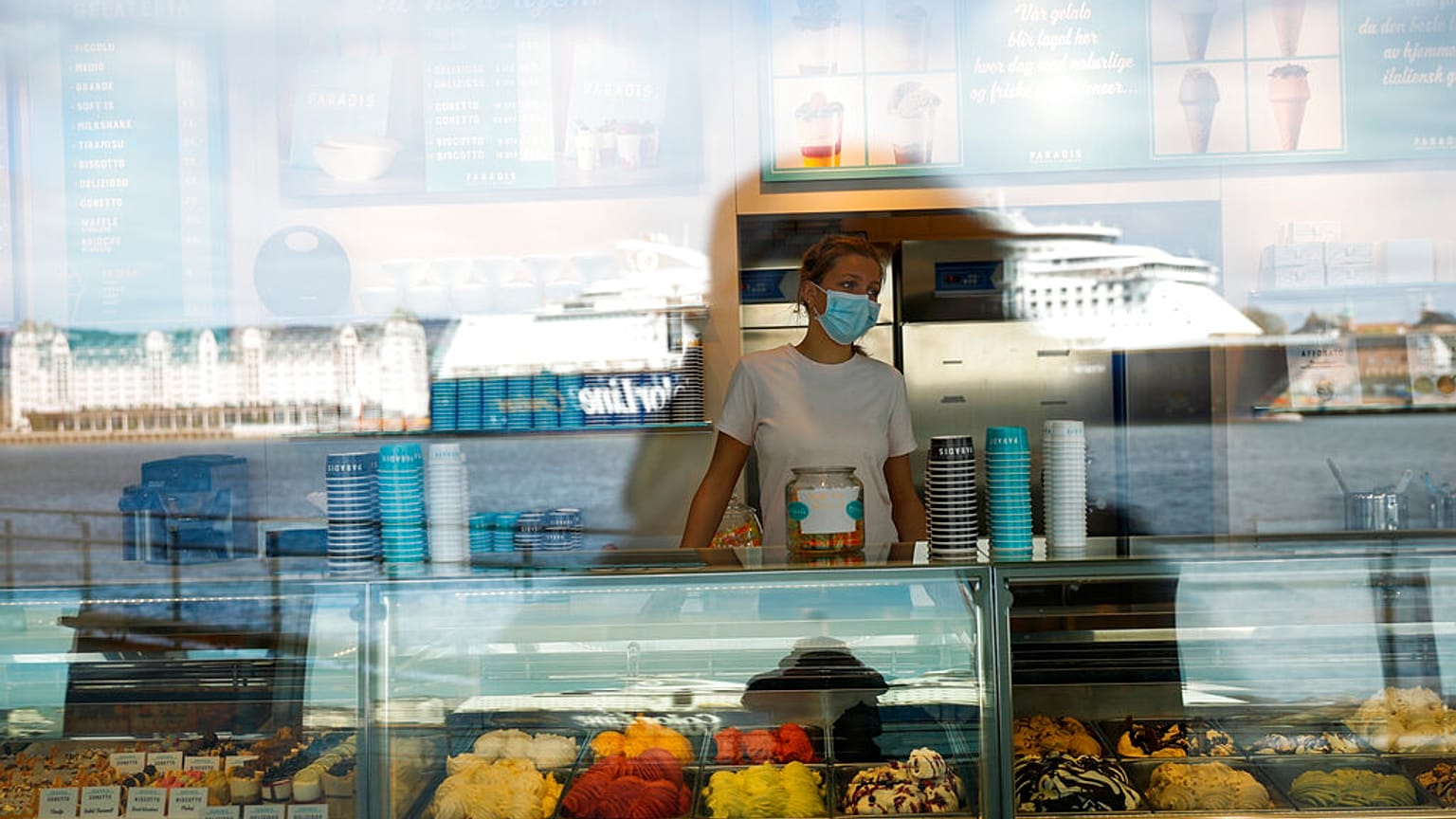 Ein Eisgeschäft in Oslo in Norwegen