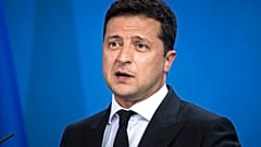 Le président ukrainien Volodymyr Zelensky lors d'un déplacement à Berlin, lundi 12 juillet 2021.