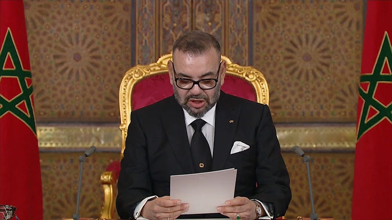 El Rey de Marruecos, Mohamed VI, durante un discurso el viernes 20 de agosto de 2021