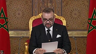 El Rey de Marruecos, Mohamed VI, durante un discurso el viernes 20 de agosto de 2021