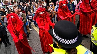 Rassemblement à Londres des militants d'Extinction Rebellion le 23 août 2021