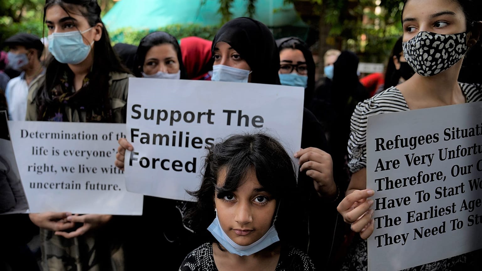 Afghans in India demanded refugee status at a protest on August 23
