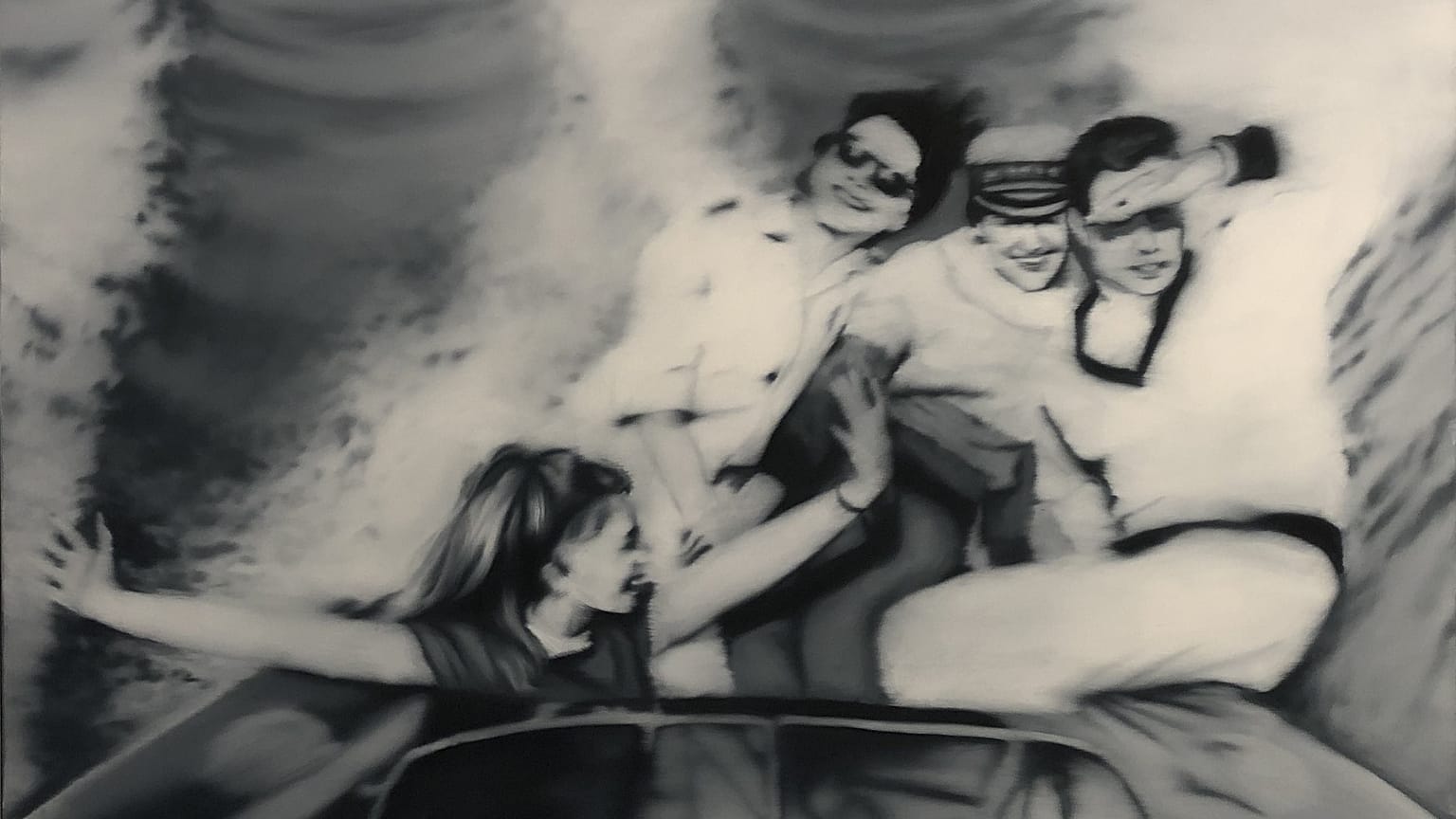 Gerhard Richter Motorcsónak (1965, Kunstmuseum Basel) című festménye a budapesti kiállításon