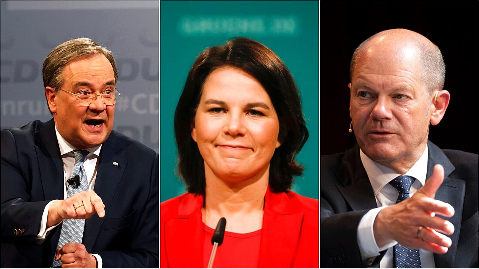 In the running to replace Angela Merkel (L-R): Armin Laschet, Annalena Baerbock and Olaf Scholz
