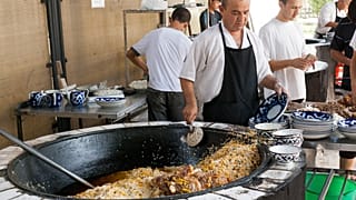 Public plov cooking in Tashkent, Uzbekistan
