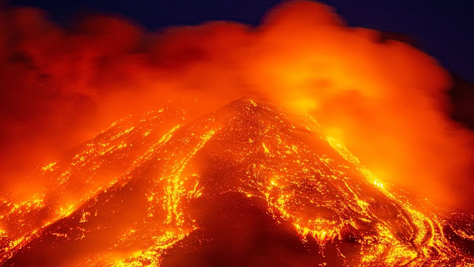 Mount Etna erupting