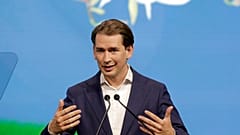 In this Thursday, July 1, 2021 file photo, Austrian Chancellor Sebastian Kurz talks at the "Austrian World Summit" about the visions and actions to fight the climate crisis.