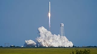 Northrop Grumman's Antares rocket lifts off the launch pad at the NASA Test Flight Facility, Tuesday, Aug. 10, 2021, in Wallops Island.