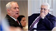 رئيس السلطة الفلسطينية محمود عباس (يسار الصورة) وزير الدفاع الإسرائيلي بيني غانتس (يمين الصورة)