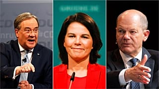 En la carrera para sustituir a Angela Merkel (de izquierda a derecha): Armin Laschet, Annalena Baerbock y Olaf Scholz