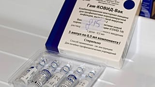 Vials of the Sputnik V COVID-19 vaccine in Zilina.
