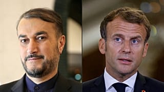 امانوئل ماکرون، رئیس جمهوری فرانسه و حسین امیرعبداللهیان، وزیر امور خارجه ایران