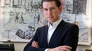 Austrian Foreign Minister Sebastian Kurz poses for a photo during an interview with The Associated Press