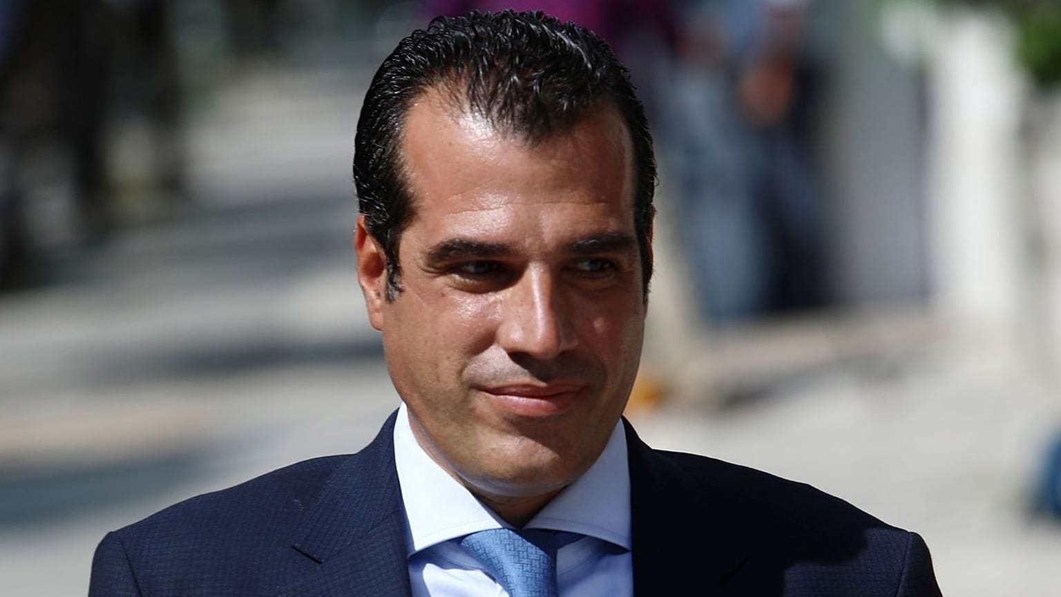 Thanos Plevris arrives at the Presidential Palace in Athens on Tuesday.