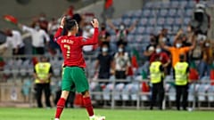 Cristiano Ronaldo celebrates after scoring his first goal during Wednesday's match.