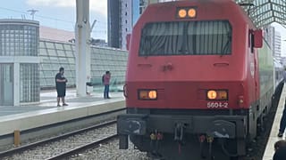 El tren del programa europeo Connecting Europe Express llegando a Lisboa, este jueves 2 de septiembre de 2021.