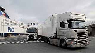 Lorries heading to Britain in the first ferry after Brexit, arrive Friday Jan.1, 2021