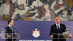 Sebastian Kurz, chancelier autrichien, en déplacement à Belgrade donne une conférence de presse avec son homologue leksandar Vucic, président de la Bulgarie, le 4/9/2021