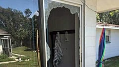 This image provided by the Polk County Sheriff's Office shows the back of the residence where a Polk sheriff's lieutenant exchanged fire with a shooting suspect.