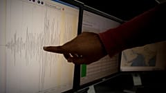 Seismographic data showing the intensity an earthquake