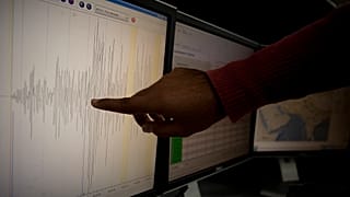 Seismographic data showing the intensity an earthquake
