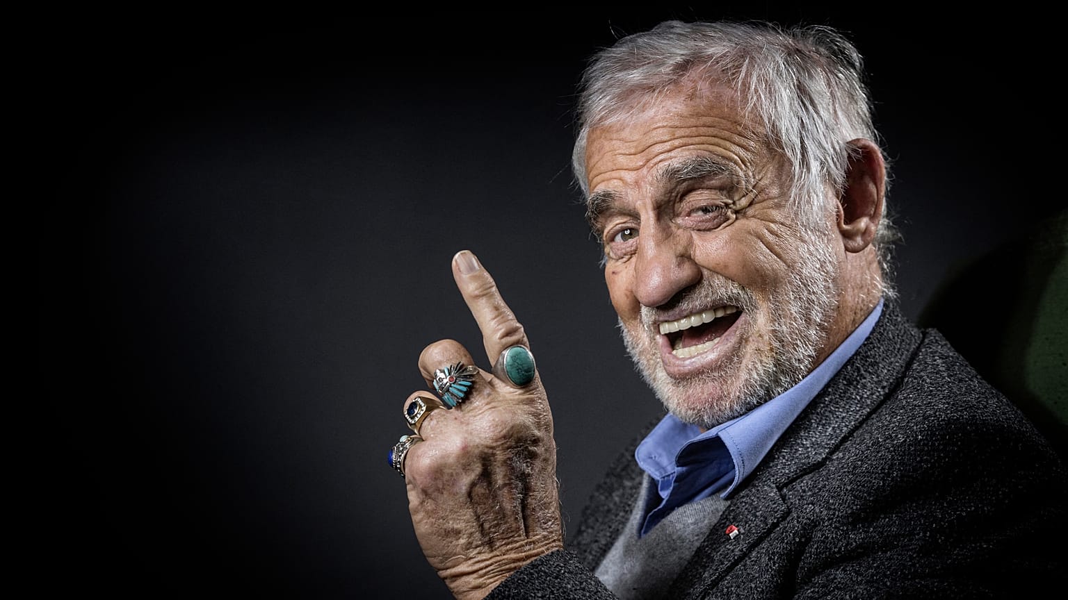 Jean-Paul Belmondo 2016-ban egy Párizs melletti fotózáson