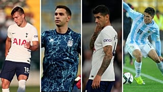 From L-R: Giovanni Lo Celso, Emiliano Martinez, Cristian Romero, and Emiliano Buendia who are all at the centre of an international dispute over COVID-19 travel restrictions.