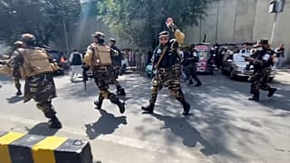 A Taliban orders the euronews camera to stop filming a few seconds before the shooting starts.
