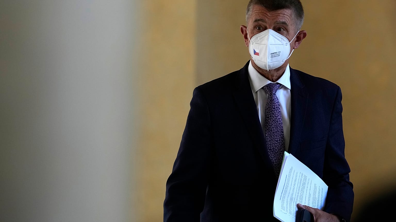 Czech Republic's Prime Minister Andrej Babis arrives for a press conference in Prague.