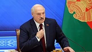 Belarus' President Alexander Lukashenko speaks during a press conference in Minsk on August 9, 2021.