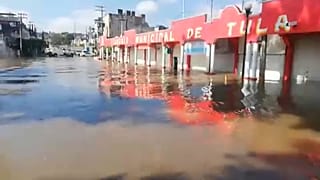 Captura de imagen de las calles de Tula tras la inundación.